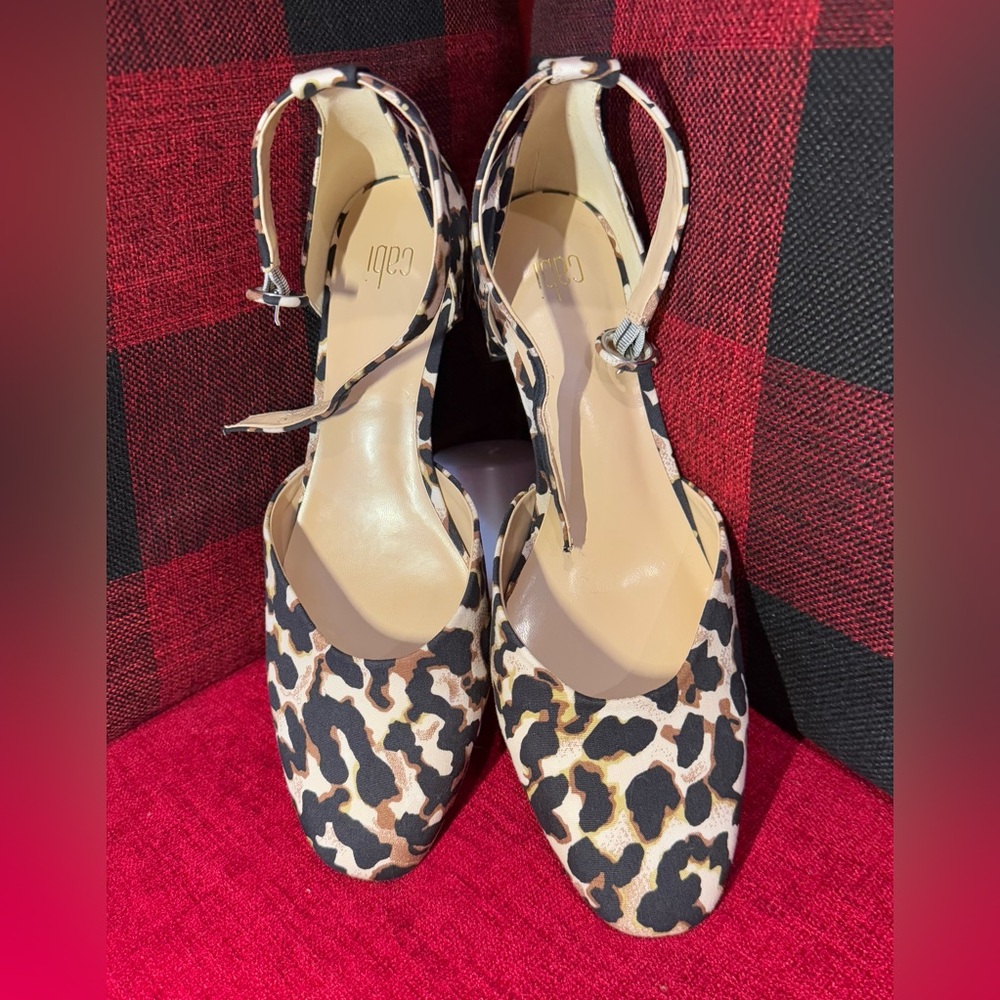 Cabi Kiki ankle strap leopard print block heel - Picture 4 of 6
